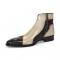 Duca Di Matiste "Aprilia" Chocolate Brown / Beige Genuine Italian Calfskin Crocodile Print Ankle Boots.